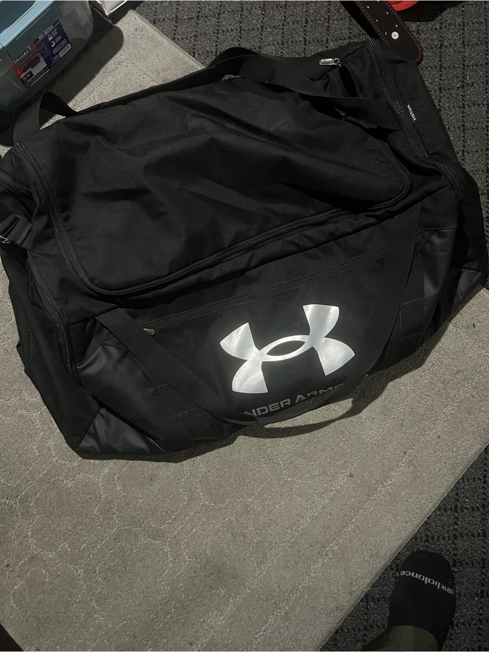 Under Armour Black Duffel with Silver Logo - Men's Travel Gym Bag